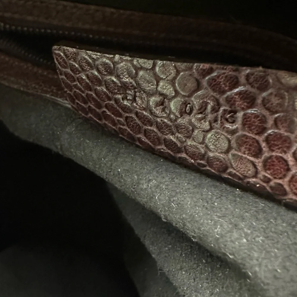 Lizard Embossed Calfskin Calf Hair Medium Lucrezia Tote Dark Brown